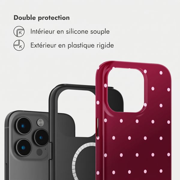 Selencia Coque arrière Vivid avec MagSafe Apple iPhone 15 Pro - Happy Dots Burgundy