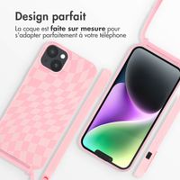 imoshion Coque design en silicone avec cordon Apple iPhone 14 Plus - Retro Pink