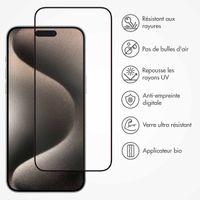 Accezz Protecteur d'écran intégral triple résistance avec applicateur iPhone 15 Pro - Transparent