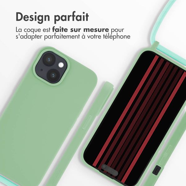 imoshion Coque en silicone avec cordon Apple iPhone 15 - Vert