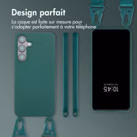 Selencia Coque silicone avec cordon amovible Samsung Galaxy S25 FE - Vert foncé
