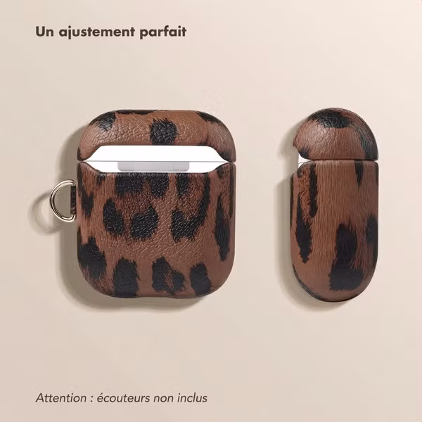 Selencia Coque Sabi motif panthère  Apple Airpods 1 / 2 - Mocha Brown