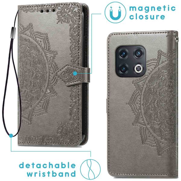 imoshion Etui de téléphone portefeuille Mandala OnePlus 10 Pro - Gris