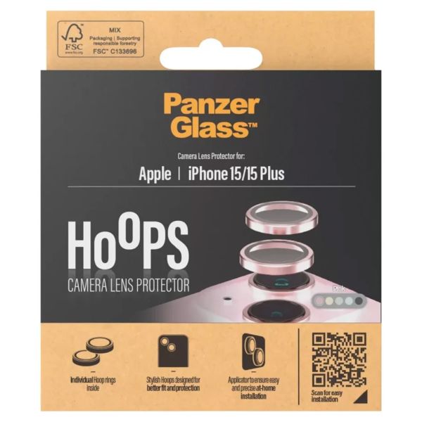 PanzerGlass Protection Caméra Hoop Optic Rings iPhone 15 / 15 Plus - Pink