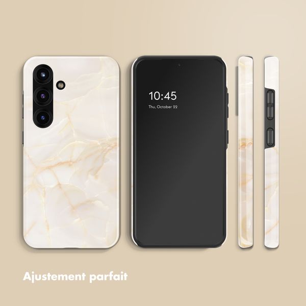 Selencia Coque arrière Vivid avec MagSafe Samsung Galaxy S25 - Golden Beige Marble