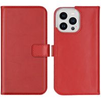 Selencia Étui de téléphone portefeuille en cuir véritable iPhone 14 Pro Max - Rouge