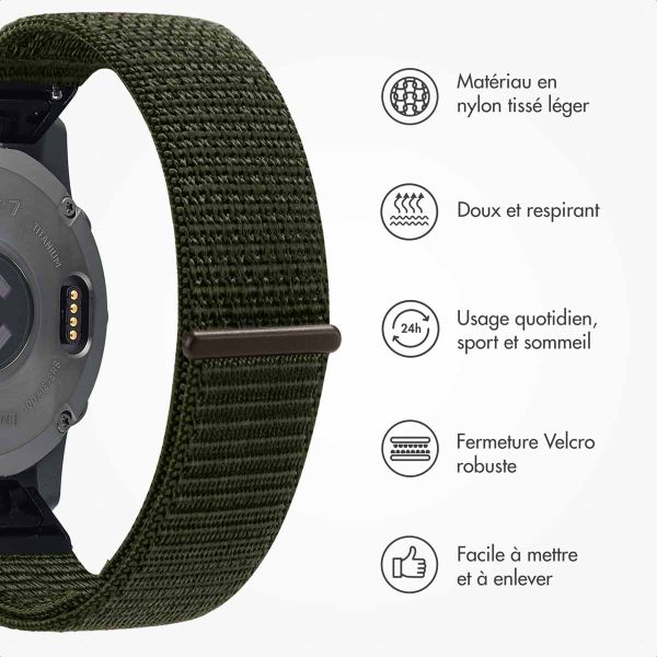 imoshion Bracelet QuickFit® en nylon  - Connexion Garmin 20 mm - Taille L/XL - Vert