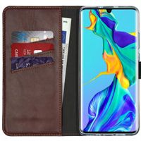 Selencia Étui portefeuille en cuir véritable Huawei P30 Pro - Marron