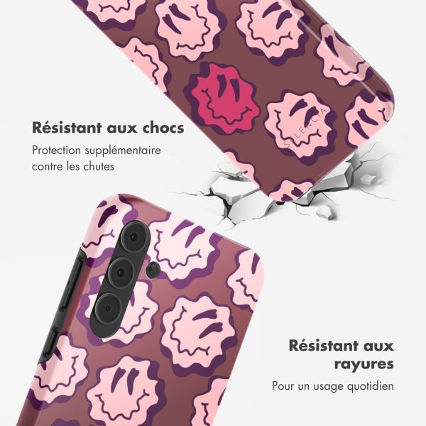 Selencia Coque arrière Vivid Samsung Galaxy A55 - Wavy Smiley Pink