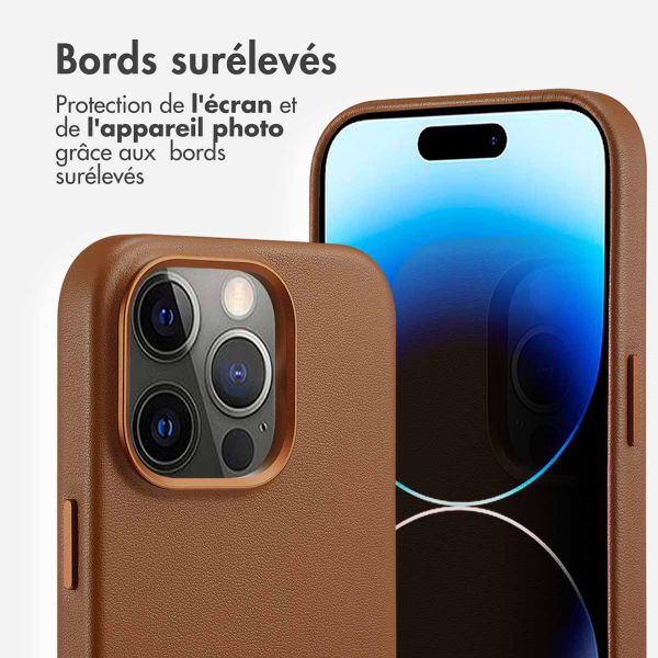 Accezz Coque arrière en cuir avec MagSafe Apple iPhone 14 Pro - Sienna Brown