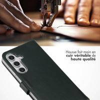 Selencia Étui portefeuille en cuir véritable Samsung Galaxy S25 FE - Vert