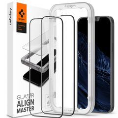 Spigen Protection d'écran en verre trempé AlignMaster Cover 2 Pack Apple iPhone 12 Pro Max - Noir