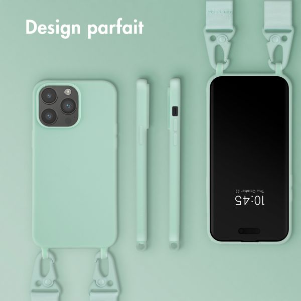 Selencia Coque silicone avec cordon amovible Apple iPhone 14 Pro Max - Turquoise