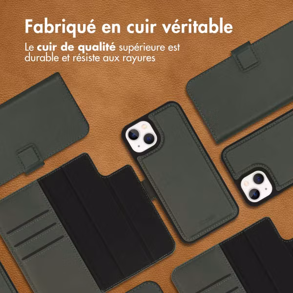 Accezz Étui de téléphone portefeuille en cuir de qualité supérieure 2 en 1 Apple iPhone 13 Mini - Vert
