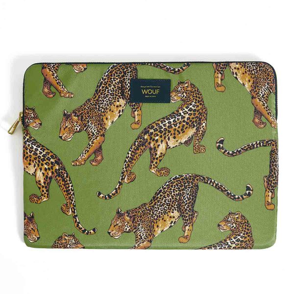 Wouf Pochette ordinateur 13-14 pouces - Daily Olive Leopard