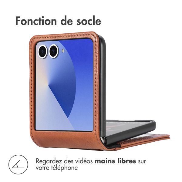 imoshion Étui de télephone portefeuille Luxe Samsung Galaxy Z Flip 7 - Marron