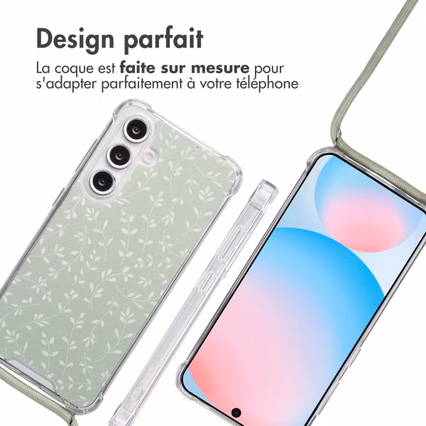 imoshion Coque Design avec cordon Samsung Galaxy S24 FE - Smoke Green Flowers