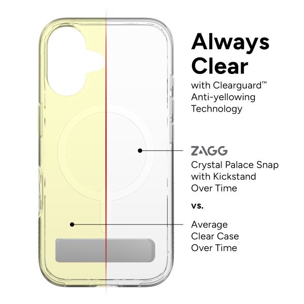 ZAGG Coque Crystal Palace Snap KickStand avec MagSafe iPhone 16 - Transparent