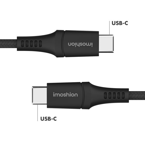 imoshion Braided USB-C vers câble USB-C - 2 mètre  - Noir