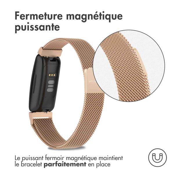 imoshion Bracelet magnétique milanais Fitbit Inspire - Taille M - Rose Dorée