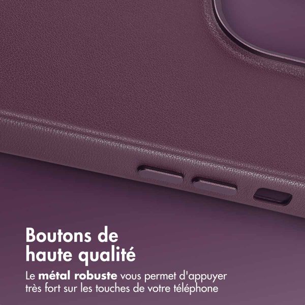Accezz Coque arrière en cuir avec MagSafe Apple iPhone 14 Pro Max - Heath Purple