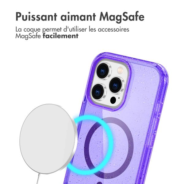 imoshion Coque Pailletée avec MagSafe Apple iPhone 16 Pro Max - Paillettes Violet