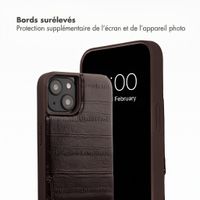Selencia Nova coque arrière en cuir véritable avec porte-cartes Apple iPhone 14 / 13 - Dark Chocolate