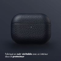 Accezz Coque en Cuir véritable Apple AirPods Pro 3 - Bleu foncé