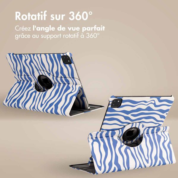 imoshion Coque Design rotatif à 360° Apple iPad Pro 12.9 (2018/2020/2021/2022) - White Blue Stripes