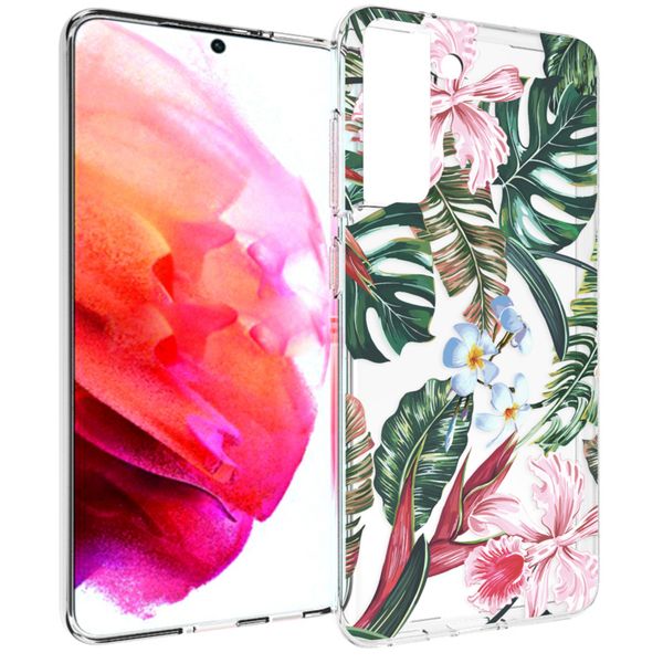 imoshion Coque Design Samsung Galaxy S21 FE - Fleur - Vert / Rose