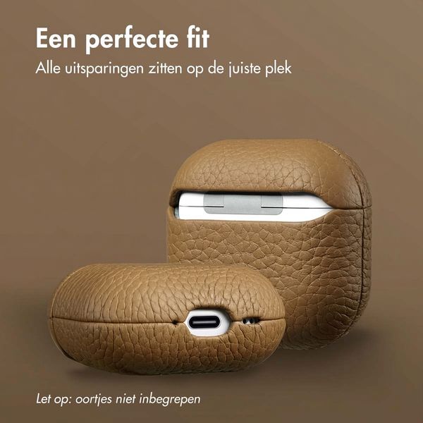 Accezz Coque en cuir véritable  Apple Airpods 4 - Taupe