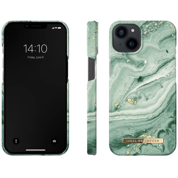 iDeal of Sweden Coque Fashion iPhone 14 - Mint Swirl Marble