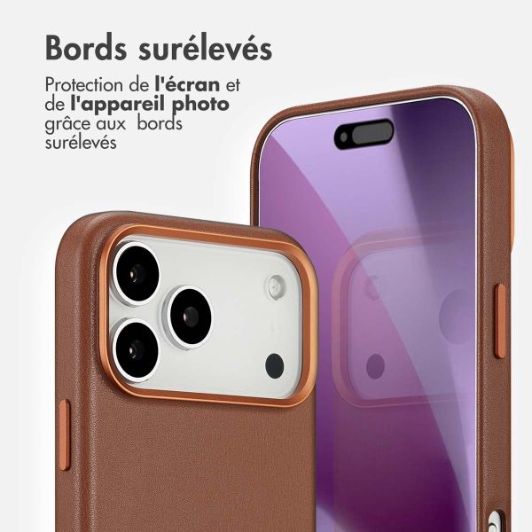 Accezz Coque arrière en cuir avec MagSafe Apple iPhone 17 Pro Max - Sienna Brown