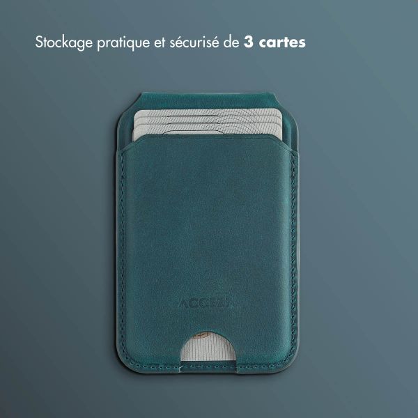 Accezz Porte-cartes MagSafe en cuir vintage avec support - Smokey Green