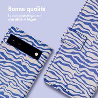 imoshion ﻿Étui de téléphone portefeuille Design Google Pixel 6a - White Blue Stripes