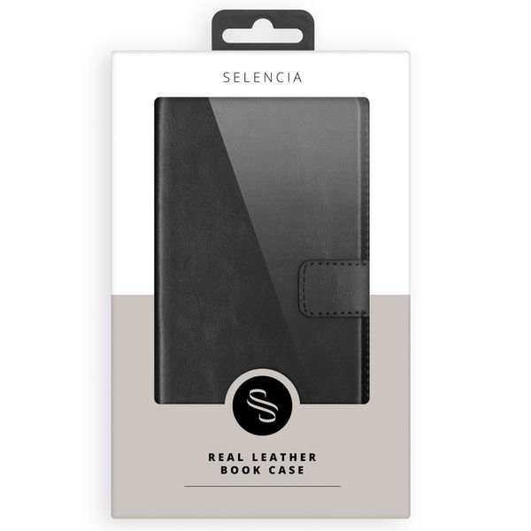 Selencia Étui portefeuille en cuir véritable Samsung Galaxy S10 - Noir
