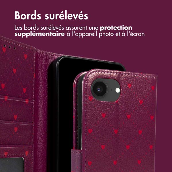 imoshion Étui de télephone portefeuille Design Apple iPhone 16e - Crush Check Coral Dust