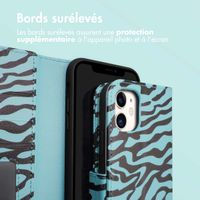 imoshion Étui de télephone portefeuille Design Apple iPhone 11 - Black Blue Stripes