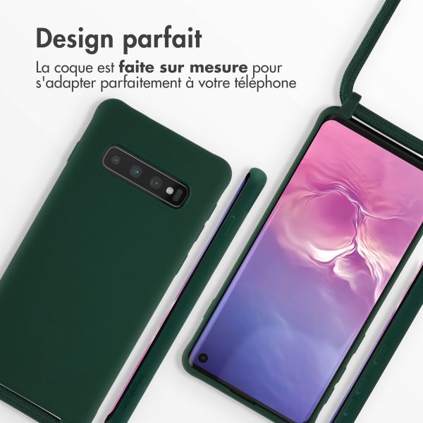 imoshion ﻿Coque en silicone avec cordon Samsung Galaxy S10 - Vert foncé