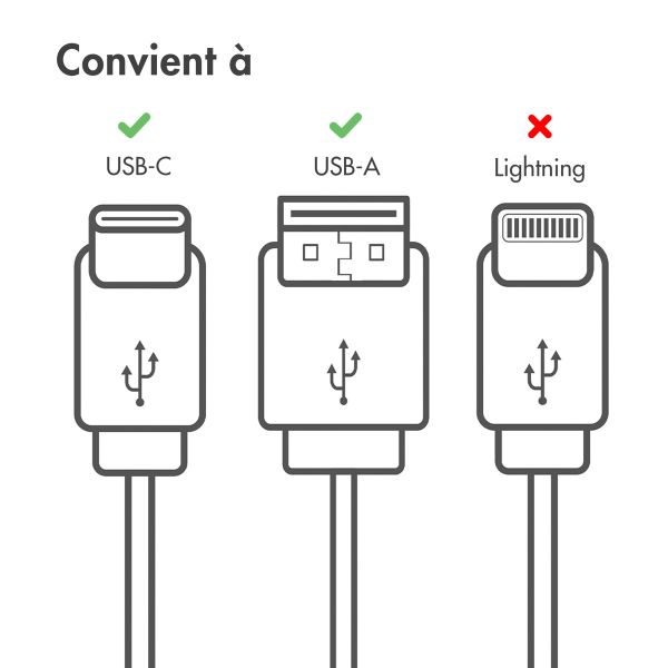 imoshion Braided USB-C vers câble USB-A - 1 mètre - Blanc