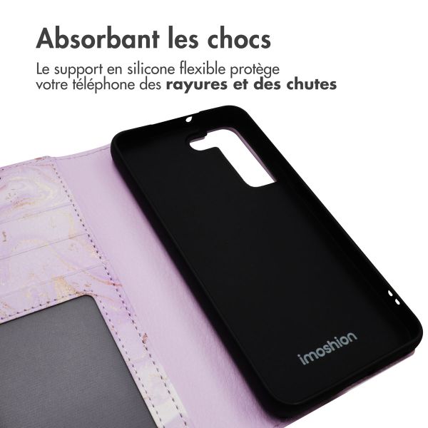 imoshion Étui de télephone portefeuille Design Samsung Galaxy S22 - Purple Marble