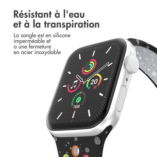 imoshion Bracelet sport⁺ Apple Watch Series 1 á 9 / SE (38/40/41 mm) | Series 10 / 11 (42 mm) - Taille M/L - Black Rainbow