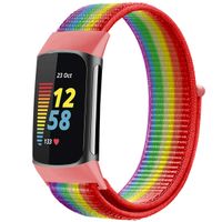imoshion Bracelet en nylon Fitbit Charge 5 - Taille L - Rainbow