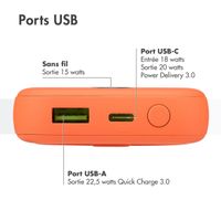 imoshion Batterie externe MagSafe - 10.000 mAh - Batterie externe sans fil - Abricot Crush Orange