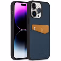 Accezz Coque en cuir de qualité supérieure avec fentes pour cartes Apple iPhone 14 Pro Max - Bleu foncé