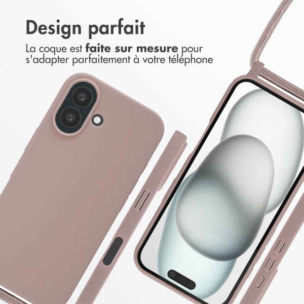imoshion Coque en silicone avec cordon Apple iPhone 16 - Sand Pink