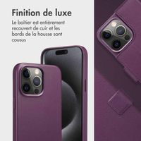 Accezz Étui de téléphone portefeuille en cuir 2-en-1 avec MagSafe Apple iPhone 15 Pro Max - Heath Purple