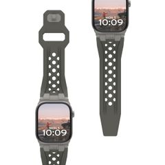 UAG Monarch | Bracelet en silicone Apple Watch Series 1 à 10 / SE / Ultra (2) (44/45/46/49 mm) - Olive/Titane