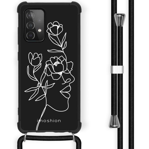 imoshion Coque Design avec cordon Samsung Galaxy A52(s) (5G/4G) - Woman Flower Black