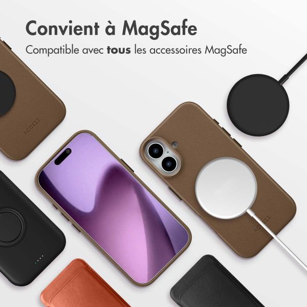 Accezz Coque arrière en cuir avec MagSafe Apple iPhone 17 - Marron café
